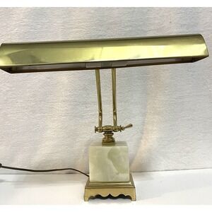 Vintage House of Troy Brass Onyx Desk Piano Bankers Lamp Working Mid Century MCM